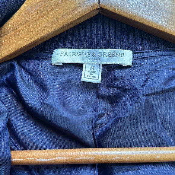 Fairway & Greene Abbey merino wool windsweater zip up turtleneck navy sweater - Picture 5 of 8